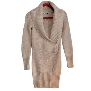 Wilfred Aritzia Chunky Knit Shawl Collar Sweater Beige Sz XS Wool Blend